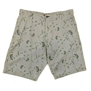 Bruno Milano Shorts  Men's Size 34   Sailboat Bird Print Flat Front Khaki Chino